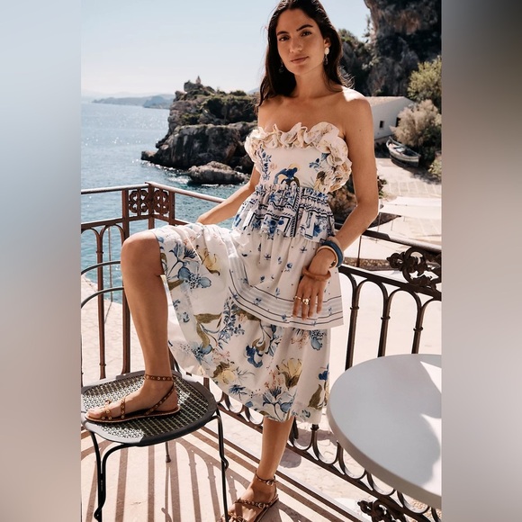 NWT Anthropologie Maeve Size Small Linen Blend Strapless Knee-Length Dress - Picture 4 of 11